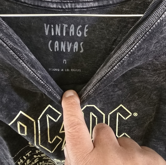 Vintage Canvas ACDC T-Shirt Short Sleeve - Picture 2 of 3